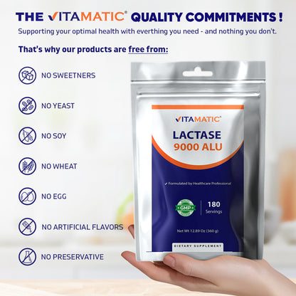 Lactase Enzyme Powder – 9000 ALU Per Serving – 180 Servings