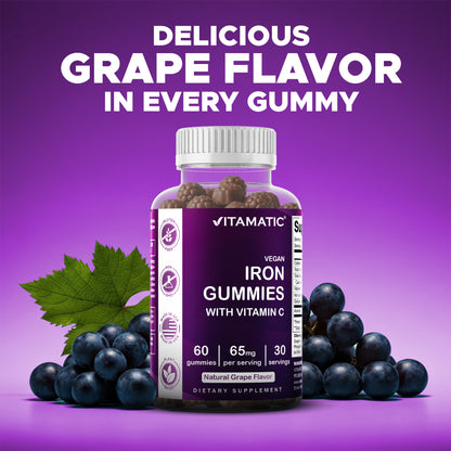 Vitamatic Iron 65mg with Vitamin C, 60 Gummies