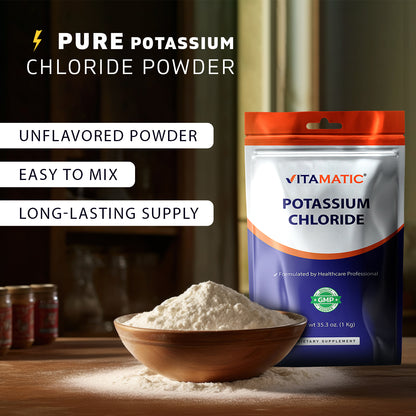 Potassium Chloride Powder – 1 Kg (2.2 lb) – Pure, No Fillers, Non-GMO, Gluten Free