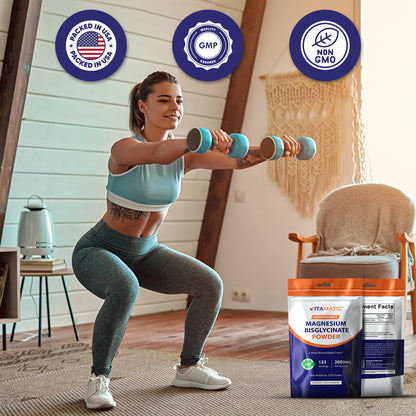 Vitamatic Magnesium (from Bisglycinate & Oxide) - Supports Muscle, Joint, and Heart Health 250 Grams - 125 Servings