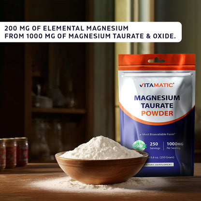 Magnesium Taurate 250gram Powder - 250 Servings