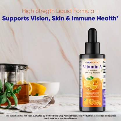 Vitamin A Liquid Drops 10000 IU (3000 mcg) as Retinyl Palmitate - 2 FL OZ (59 ml)