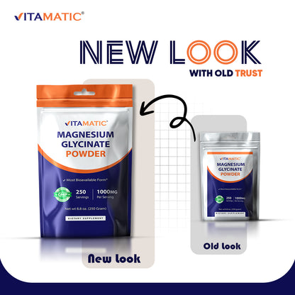 Vitamatic Magnesium (from Glycinate & Oxide) - Supports Muscle, Joint, and Heart Health 250 Grams