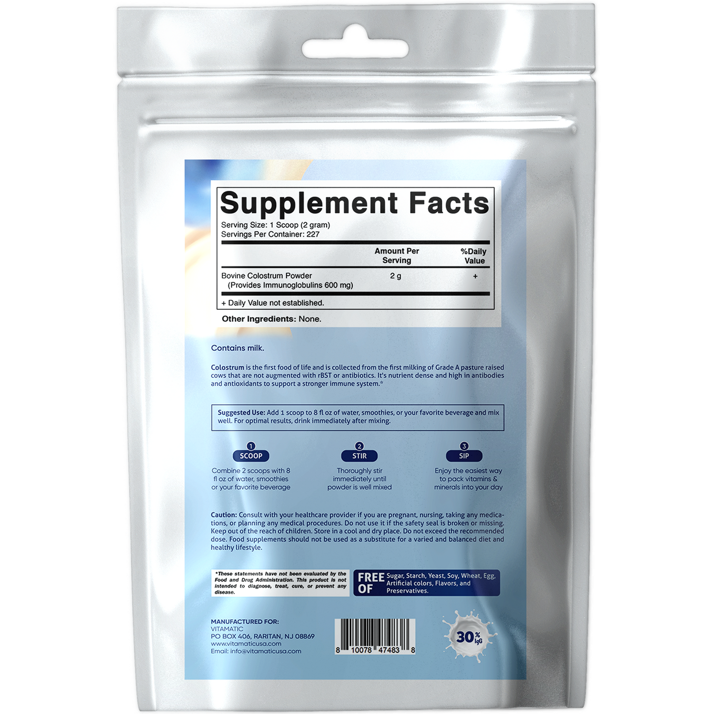 Bovine Colostrum Powder 16 0Z - 227 Servings (Unflavored)