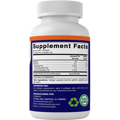 Pumpkin Seed Oil 2000mg Softgel - 180 Softgels