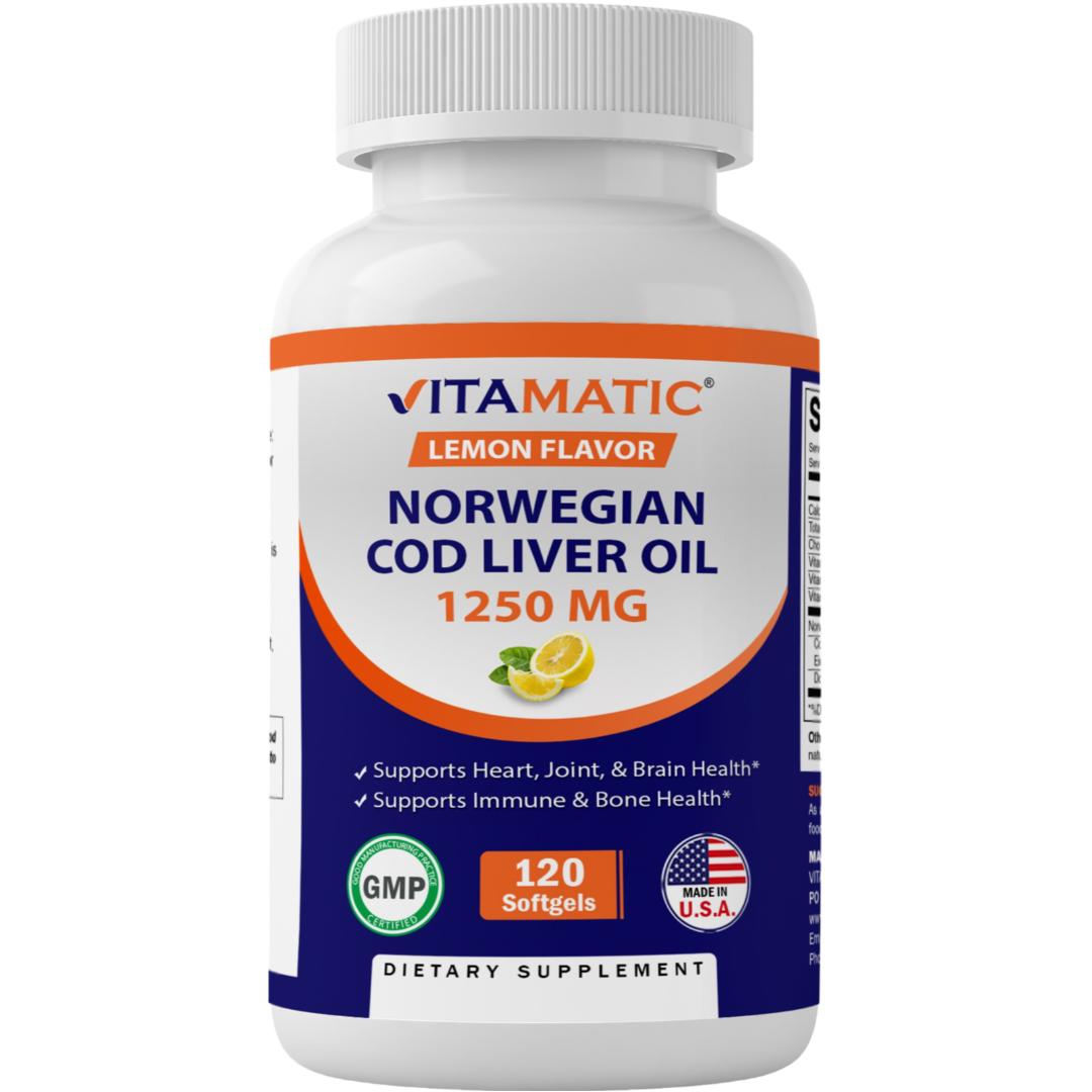 Norwegian Cod Liver Oil 1250mg 120 Softgels (Lemon Flavor)