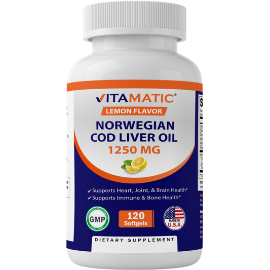 Norwegian Cod Liver Oil 1250mg 120 Softgels (Lemon Flavor)