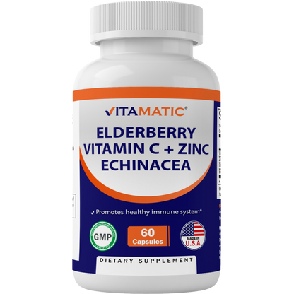 Elderberry Zinc Vitamin C Echinacea Extract - 60 Capsules