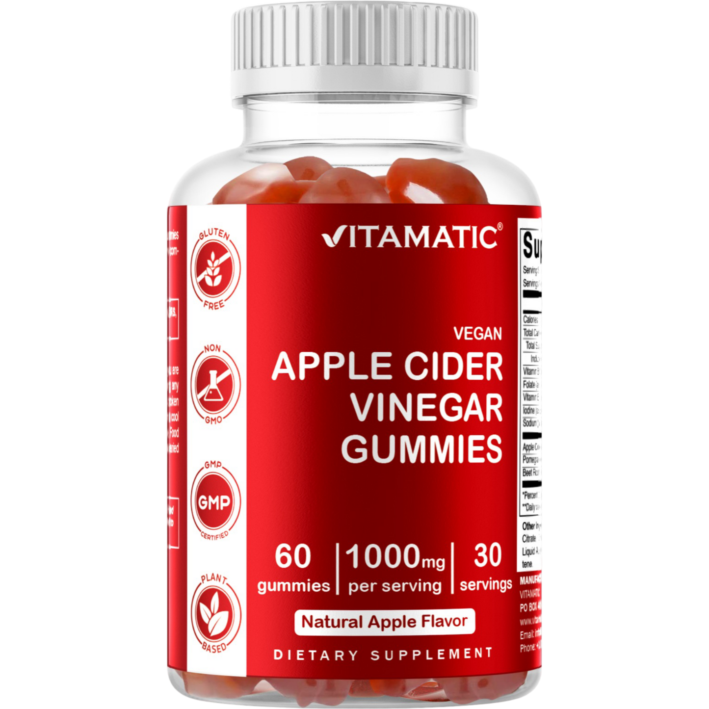 Apple Cider Vinegar  1000mg 60 Vegan Gummies