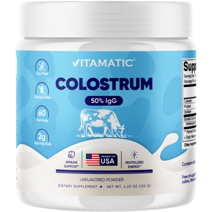 Bovine Colostrum Powder - 50% Highest IgG - 60 Servings (Unflavored)