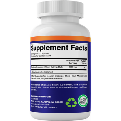 Fermented Black Garlic Extract 1000 mg 60 Capsules