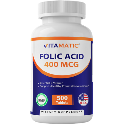 Folic Acid 400mcg - 500 Vegetarian Tablets