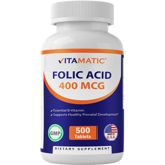 Folic Acid 400mcg - 500 Vegetarian Tablets