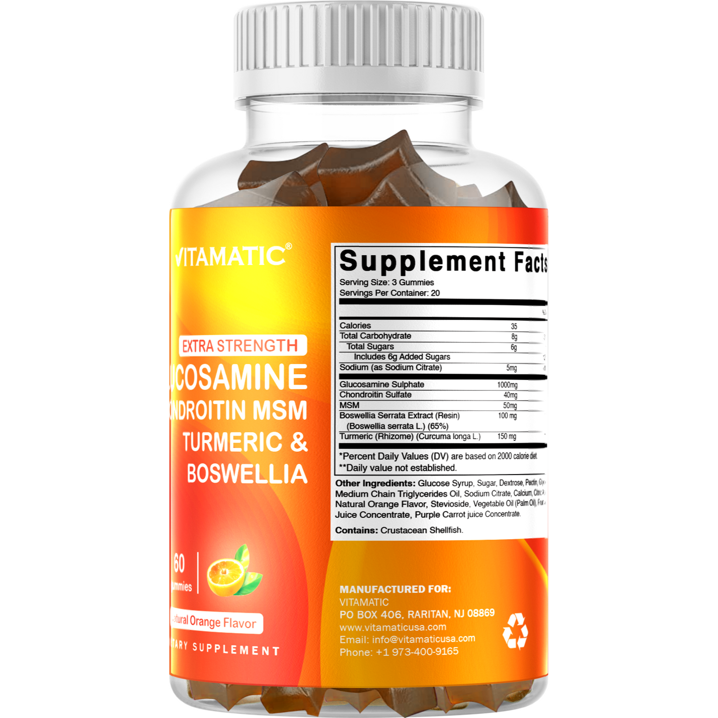 Glucosamine Chondroitin MSM Boswellia Turmeric 60 Gummies