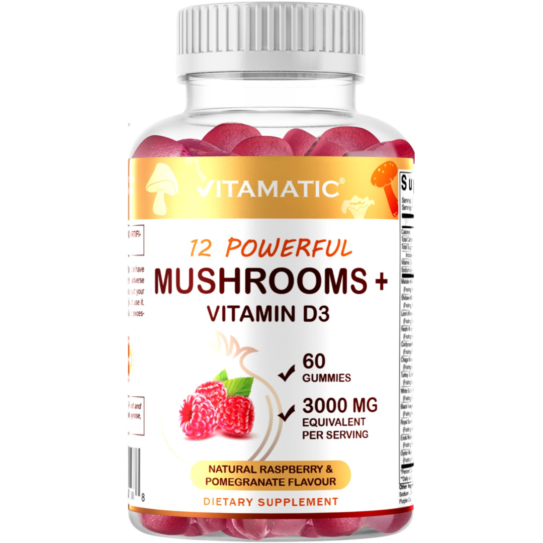 Mushroom Complex with D3 Gummies 3000 mg - 60 Pectin Based Gummies