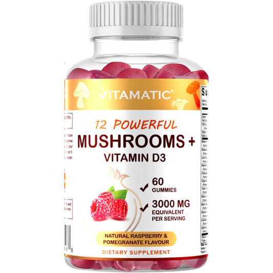 Mushroom Complex with D3 Gummies 3000 mg - 60 Pectin Based Gummies