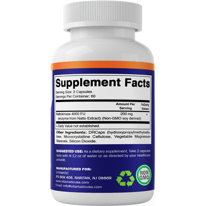 Nattokinase 4,000 FU Servings - 120 DR Capsules