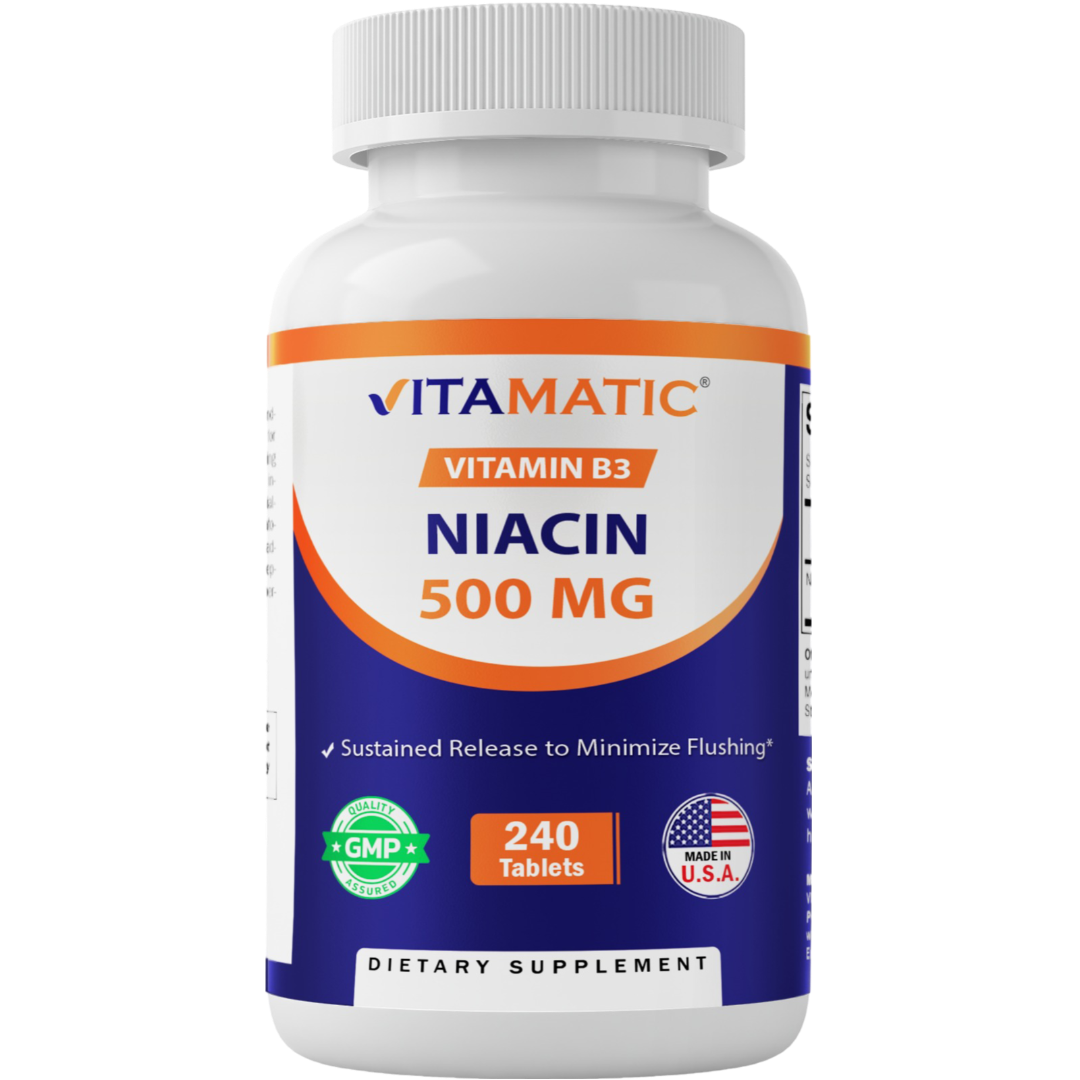 Niacin (Vitamin B3) 500mg, Sustained Release - 240 Tablets