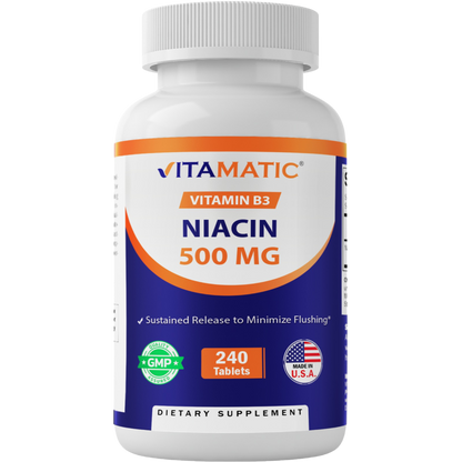 Niacin (Vitamin B3) 500mg, Sustained Release - 240 Tablets