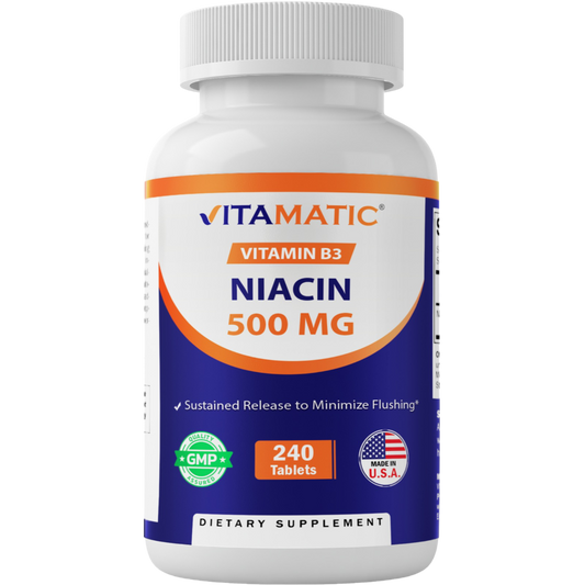 Niacin (Vitamin B3) 500mg, Sustained Release - 240 Tablets