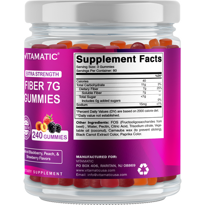 Prebiotic Fiber Gummies for Adults-  240 Pectin Based Gummies, Digestive Health & Regularity Support