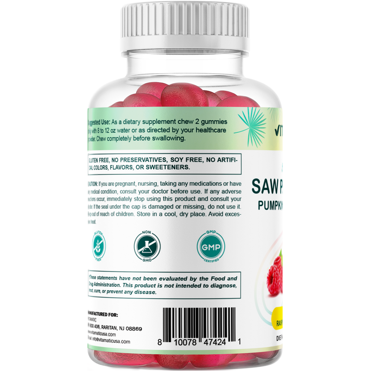 Sugar Free Saw Palmetto with Pumpkin Seed 3000 mg  - 60 Gummies