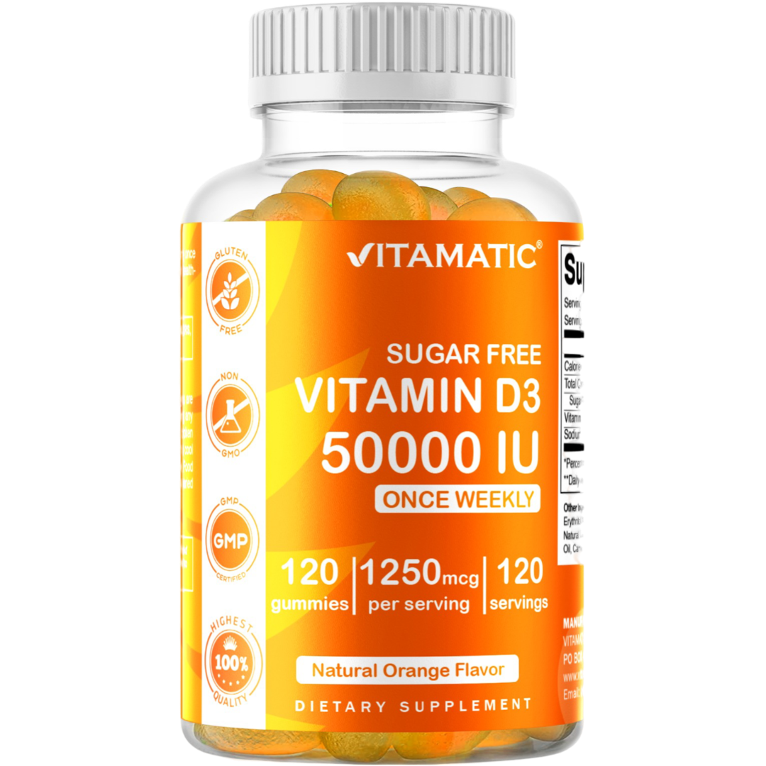 Sugar Free Vitamin D3 50000 IU Pectin Based 120 Gummies Vitamatic Sugar free vitamin d3 50000 iu pectin based 120 gummies vitamatic
