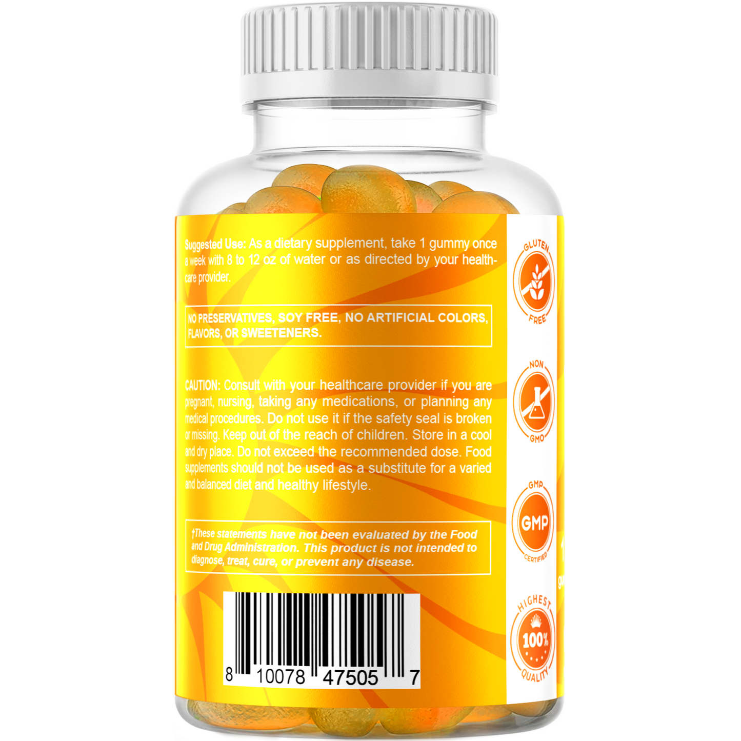 Sugar Free Vitamin D3 50000 IU Pectin Based - 120 Gummies