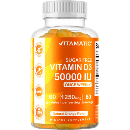 Sugar Free Vitamin D3 50000 IU Pectin Based - 60 Gummies