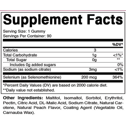 Sugar Free Yeast Free Selenium 200 mcg - 90 Gummies