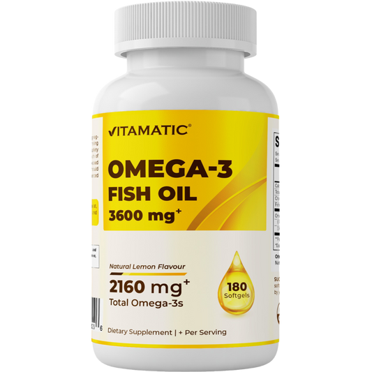 Triple Strength Omega 3 Fish Oil 3600mg Burpless Lemon Flavor - 180 Softgels