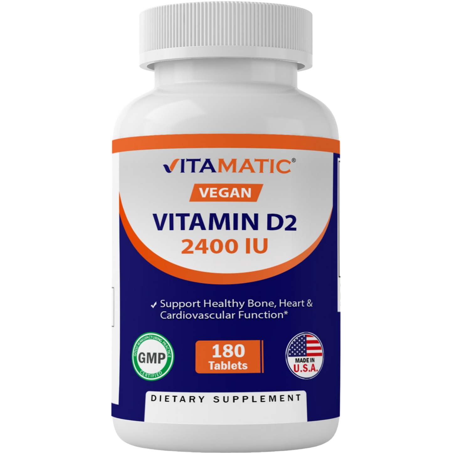 Vitamin D2 60 mcg 2400 IU - 180 Vegetarian Tablets