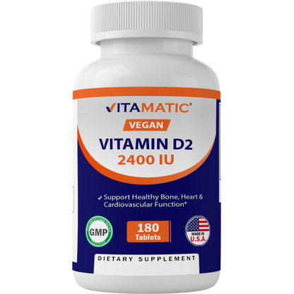 Vitamin D2 60 mcg 2400 IU - 180 Vegetarian Tablets