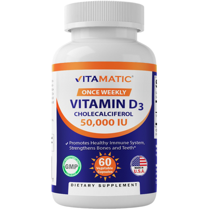 Vitamin D3 50,000 IU Weekly Dose - 60 Veggie Capsules