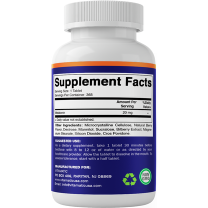 Melatonin 20mg 365 Tablets