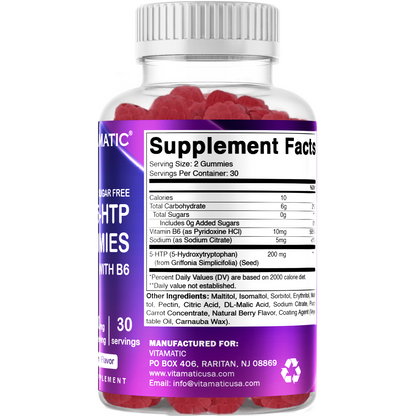 Sugar Free 5-HTP 200mg with B6 - 60 Gummies