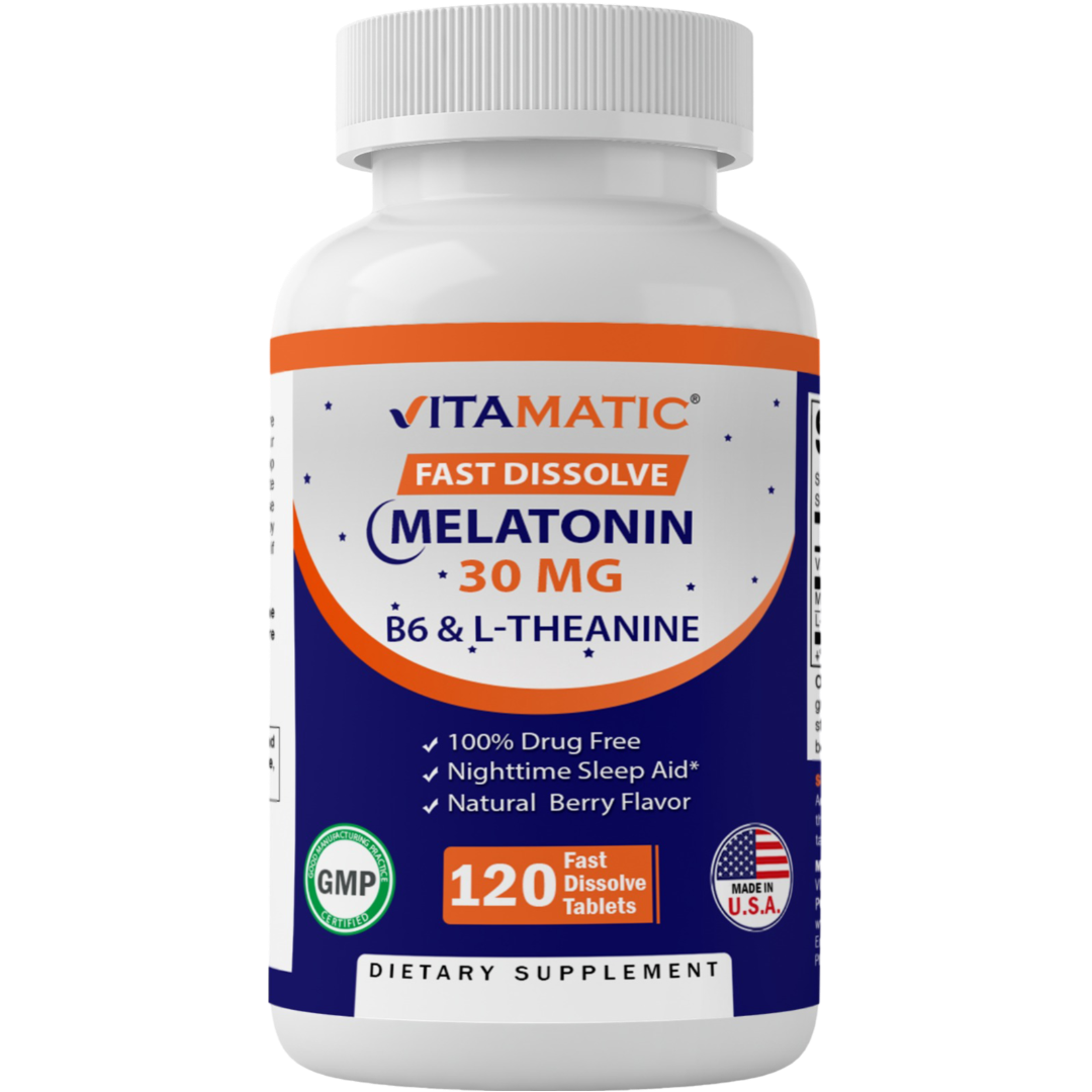 Melatonin 30 mg with L-Theanine & B6 120 Fast Dissolve Tablets