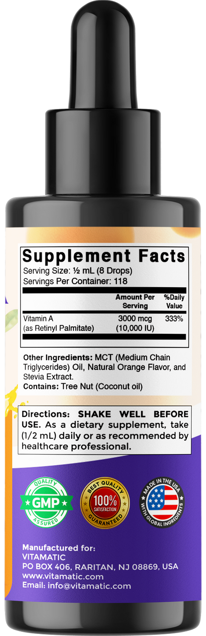 Vitamin A Liquid Drops 10000 IU (3000 mcg), 2 FL Oz