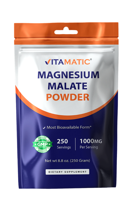 Vitamatic Magnesium Malate Powder 1000mg Per Serving, 250g Pouch