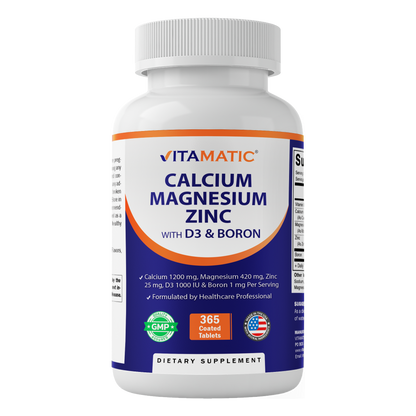 Calcium Magnesium Zinc + D3 & Boron, 365 Tablets