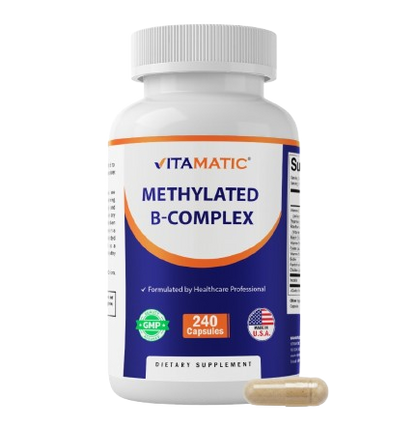Methylated B-Complex Vitamins – 240 Capsules | Includes Methyl B12, L-5-MTHF Folate, Choline, Inositol, B1, B2, B3, B5, B6, Biotin -240 Ct