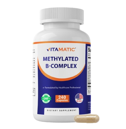 Methylated B-Complex Vitamins – 240 Capsules | Includes Methyl B12, L-5-MTHF Folate, Choline, Inositol, B1, B2, B3, B5, B6, Biotin -240 Ct