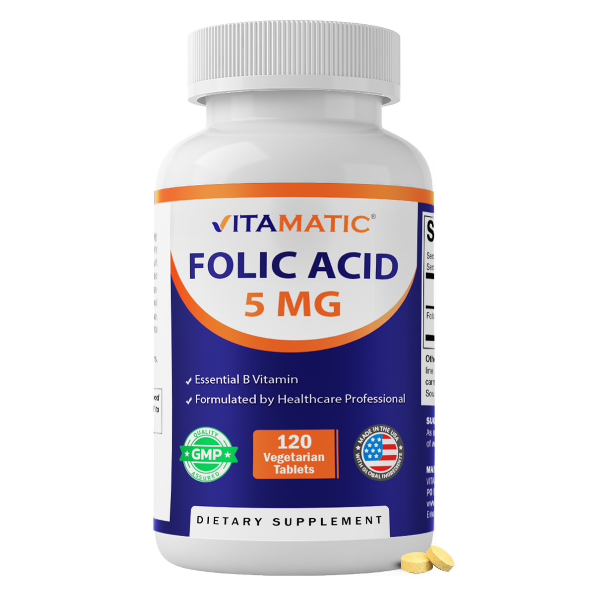 Vitamatic Folic Acid 5mg Supplement, 120 Tablets