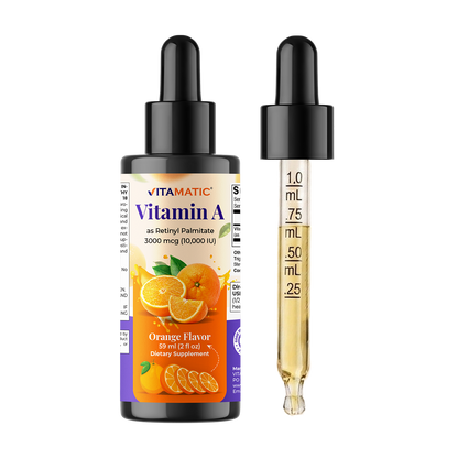 Vitamin A Liquid Drops 10000 IU (3000 mcg) as Retinyl Palmitate - 2 FL OZ (59 ml)