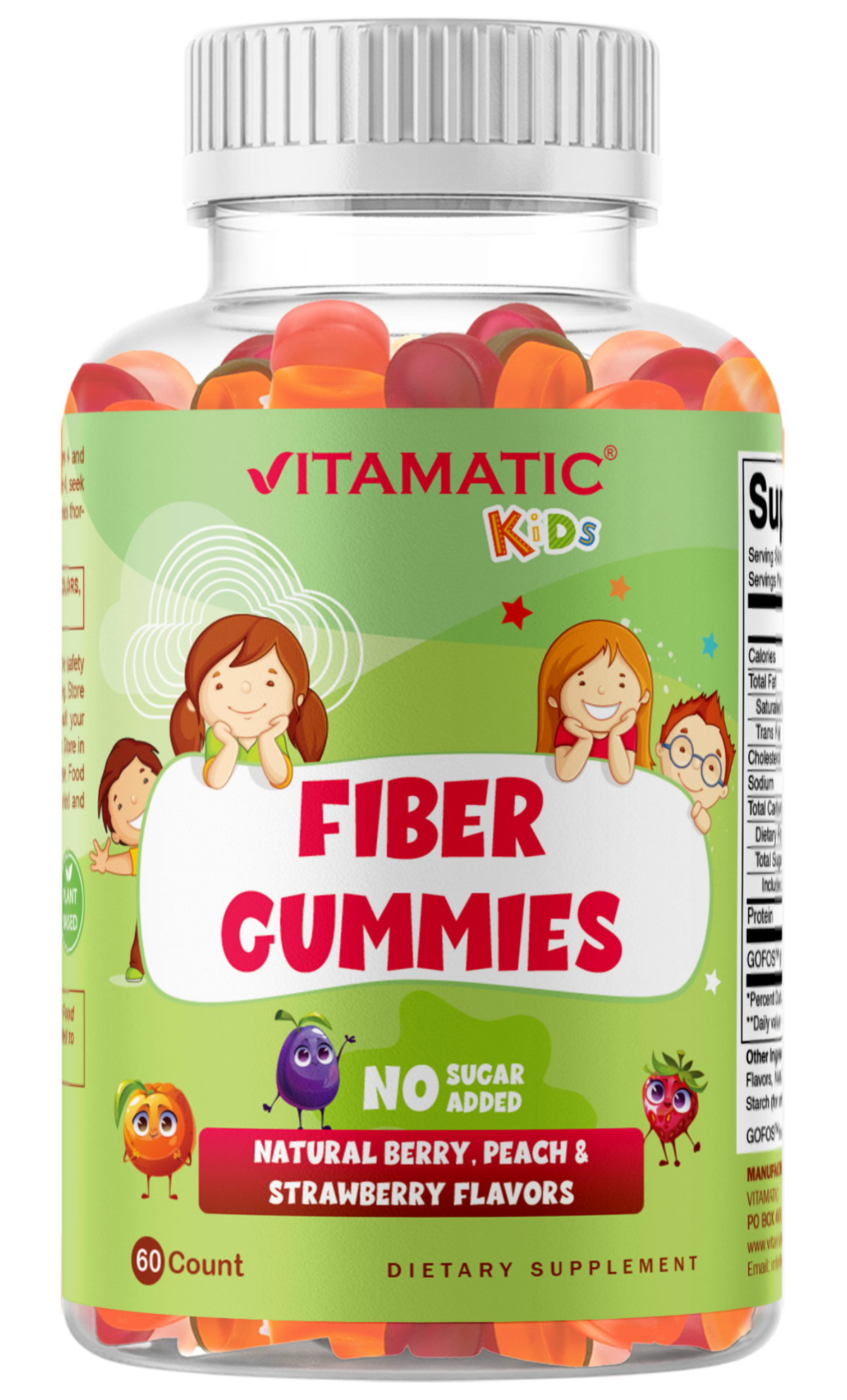 Vitamatic Kids Fiber Prebiotic Gummies, 60 Gummies