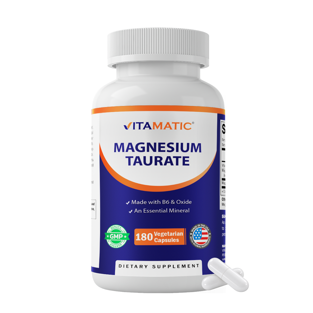 Magnesium Taurate with B6, 180 Veg Capsules