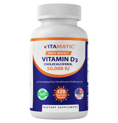 Vitamin D3 50000 IU Weekly Dose - 60 Veggie Capsules