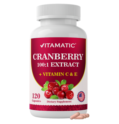 Cranberry 500 mg 100:1 Extract (2 Capsules) with Vitamin C & E – 120 Veg Capsules