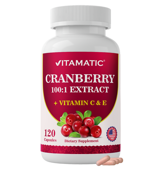 Cranberry 500 mg 100:1 Extract (2 Capsules) with Vitamin C & E – 120 Veg Capsules