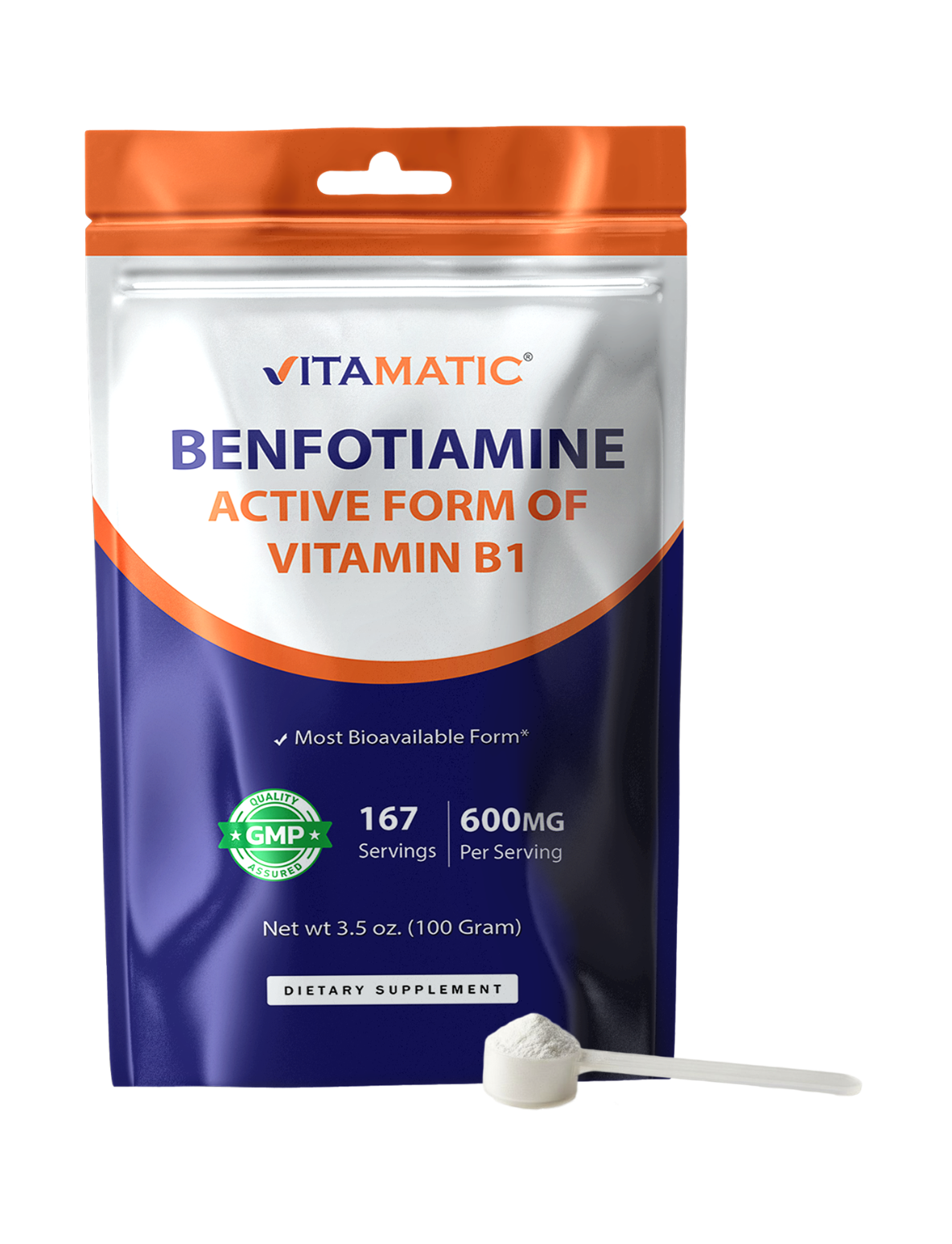 Benfotiamine Pure Powder 600 mg per Serving - 100 Grams
